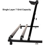 Tennis Racket Storage Rack, Adjustable Foldable Steel Holder for 7 Rackets, Badminton Organizer, Space-Saving Design